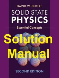 Solution Manual Solid State Physics 2nd edition David Snoke
