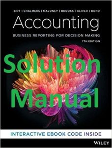 Solution Manual Accounting 7th Edition Jacqueline Birt Keryn Chalmers