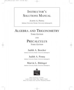 Instructor's Solutions Manual for Algebra and Trigonometry 3th ed - Judith A. Beecher, Judith A. Penna, Marvin L. Bittinger - 699pd10mb