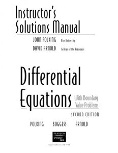 Solution Manual for Differential Equations 2nd Edition John Polking Al Boggess