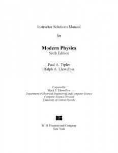 Instructor's Solutions Manual to Modern Physics 6th ed -Paul Allen Tipler; Ralph A Llewellyn-353pd11mb