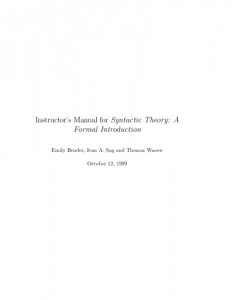 Instructor's manual for Syntactic theory, a formal introduction - Ivan Sag, Tom Wasow, Emily M. Bender - 224pd1mb