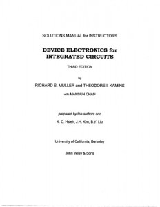 Solution Manual for Device Electronics for Integrated Circuits 3th edc - Richard S. Muller, Theodore I. Kamins, Mansun Chan - 144pd4mb