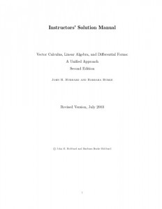 Solution Manual for Vector Calculus, Linear Algebra and Differential Forms 2nd ed - John H. Hubbard - 62pd0.5mb