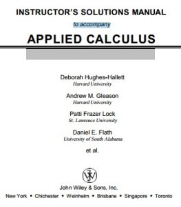 Solutions Manual for Applied Calculus Deborah Hughes-Hallett, Patti Frazer Lock, Andrew M. Gleason
